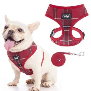 NWT PUPTECK Soft Mesh Dog Harness and Leash Padded No Pull Harness Red Small